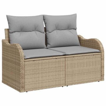 Vidaxl Vrtni kavč z blazino Bež 121 x 62 x 69cm poli ratan