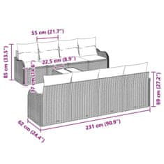 Vidaxl Vrtna sedežna garnitura 9 pcs Svetlo siva in temno siva