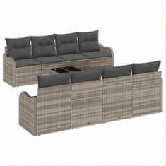 Vidaxl Vrtna sedežna garnitura 9 pcs Svetlo siva in temno siva