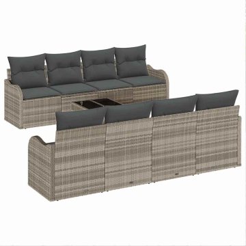 Vidaxl Vrtna sedežna garnitura 9 pcs Svetlo siva in temno siva