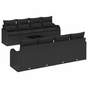 Vidaxl Vrtna sedežna garnitura Črna 55 x 55 x 37 cm poli ratan