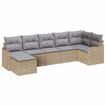 Vidaxl Vrtna sedežna garnitura 7 szt. bež in svetlo siva Poly ratan