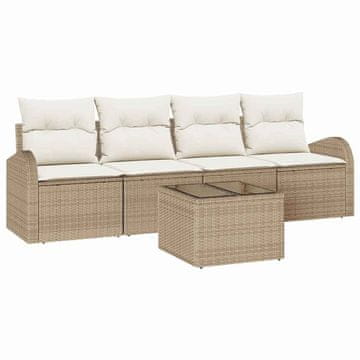 Vidaxl Vrtna sedežna garnitura Bež 55 x 55 x 37 cm poli ratan