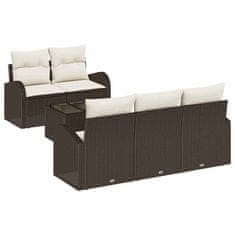 Vidaxl Vrtna sedežna garnitura 6 pcs Rjava in krem 55 x 55 x 37 cm