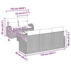 Vidaxl Vrtna sedežna garnitura 6 pcs Črna in krem 55 x 55 x 37 cm
