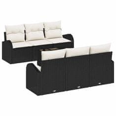 Vidaxl Vrtna sedežna garnitura 7 pcs Črna in krem 55 x 55 x 37 cm