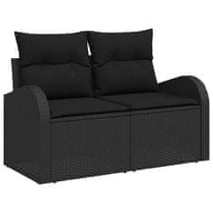 Vidaxl Vrtna sedežna garnitura z blazino 10 pcs Črna 80 x 80 x 71 cm