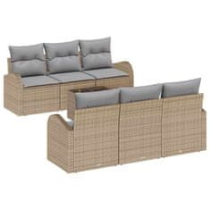 Vidaxl Vrtna sedežna garnitura 7 pcs Bež in siva 55 x 55 x 37 cm