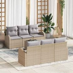 Vidaxl Vrtna sedežna garnitura 7 pcs Bež in siva 55 x 55 x 37 cm