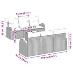 Vidaxl Vrtna sedežna garnitura 7 pcs Črna in krem 55 x 55 x 37 cm