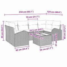 Vidaxl Vrtna sedežna garnitura 7 pcs Bež in smetanova poli ratan