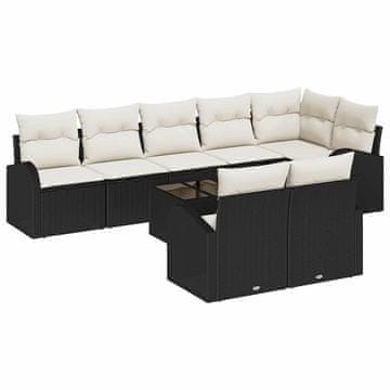 Vidaxl Vrtna sedežna garnitura Črna in krem 55 x 55 x 37 cm poli ratan