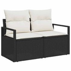 Vidaxl Vrtna sedežna garnitura 8 pcs Črna in krem 100 x 55 x 73 cm