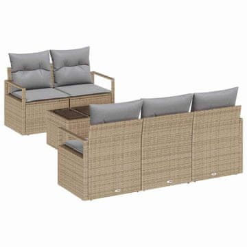 Vidaxl Kavčna garnitura 6 pcs Bež in siva poli ratan
