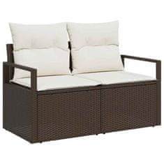Vidaxl Vrtna sedežna garnitura 9 pcs Rjava in krem 100 x 55 x 73 cm
