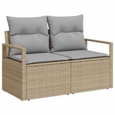 Vidaxl Vrtna sedežna garnitura z blazino 7 pcs bež in svetlo siva