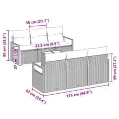 Vidaxl Vrtna sedežna garnitura 7 pcs Rjava in krem poli ratan