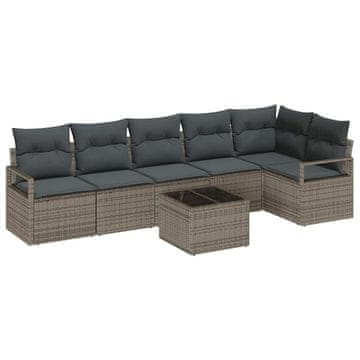 Vidaxl Vrtna sedežna garnitura z blazino 7 pcs Svetlo siva