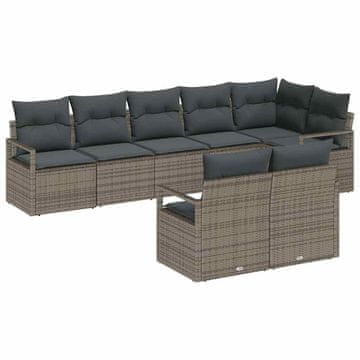 Vidaxl Kavčna garnitura 8 pcs Siva poli ratan
