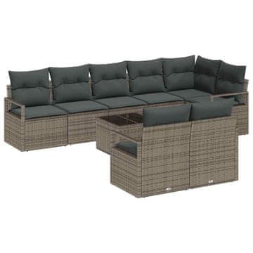 Vidaxl Vrtna sedežna garnitura z blazino 9 pcs Svetlo siva