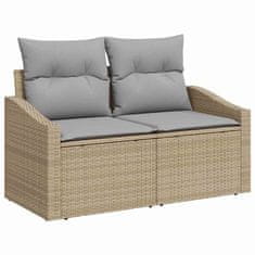 Vidaxl Komplet za jedilnico v vrtu z blazino 7 pcs Bež in svetlo siva