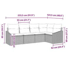 Vidaxl Komplet za jedilnico v vrtu z blazino 5 pcs Črna in krem