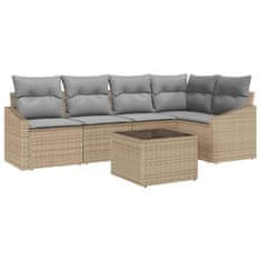 Vidaxl Komplet za jedilnico v vrtu z blazino 6 pcs Bež in svetlo siva