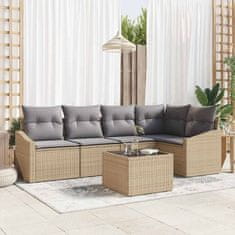 Vidaxl Komplet za jedilnico v vrtu z blazino 6 pcs Bež in svetlo siva