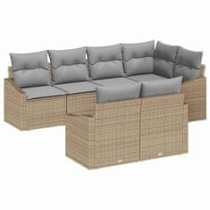 Vidaxl Komplet za jedilnico v vrtu z blazino 7 pcs Bež in svetlo siva