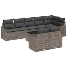 Vidaxl Komplet za jedilnico v vrtu z blazino 9 pcs Svetlo siva