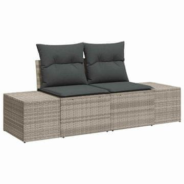 Vidaxl Vrtni kavč z blazino Siva 184 x 62 x 69 cm poli ratan