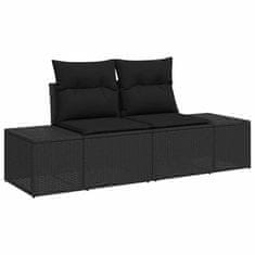 Vidaxl Vrtna sedežna garnitura z blazino 9 pcs Črna 80 x 80 x 71 cm