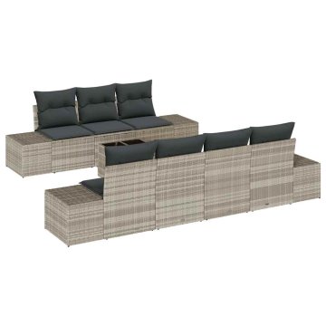 Vidaxl Vrtna sedežna garnitura 8 pcs Svetlo siva in temno siva