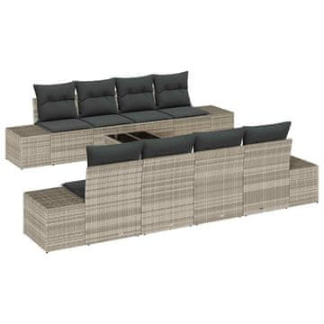 Vidaxl Vrtna sedežna garnitura 7 pcs Svetlo siva 55 x 55 x 37 cm