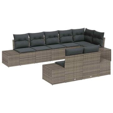 Vidaxl Vrtna sedežna garnitura 8 pcs Siva 319 x 154 x 85 cm Poly ratan