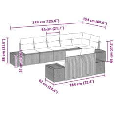 Vidaxl Vrtna sedežna garnitura 8 pcs Siva 319 x 154 x 85 cm Poly ratan