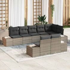 Vidaxl Vrtna sedežna garnitura 8 pcs Siva 319 x 154 x 85 cm Poly ratan