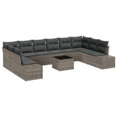 Vidaxl Vrtna sedežna garnitura z blazino 11 pcs Siva 344 x 209 x 85 cm