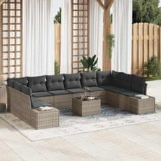 Vidaxl Vrtna sedežna garnitura z blazino 11 pcs Siva 344 x 209 x 85 cm