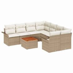 Vidaxl Vrtna sedežna garnitura 9 pcs Bež in smetanova 55 x 55 x 37 cm