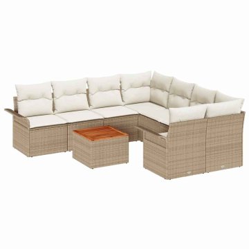 Vidaxl Vrtna sedežna garnitura 9 pcs Bež in smetanova 55 x 55 x 37 cm