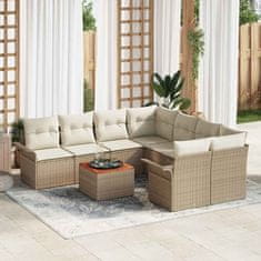 Vidaxl Vrtna sedežna garnitura 9 pcs Bež in smetanova 55 x 55 x 37 cm