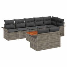 Vidaxl Vrtna sedežna garnitura z blazino 9 pcs Siva 55 x 55 x 37 cm