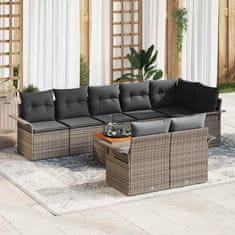 Vidaxl Vrtna sedežna garnitura z blazino 9 pcs Siva 55 x 55 x 37 cm