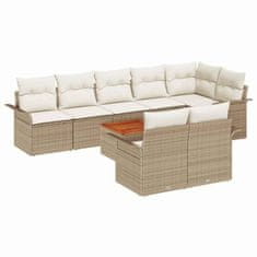 Vidaxl Vrtna sedežna garnitura 9 pcs Bež in smetanova 55 x 55 x 37 cm
