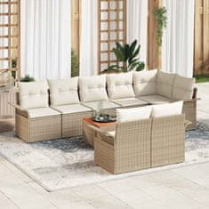 Vidaxl Vrtna sedežna garnitura 9 pcs Bež in smetanova 55 x 55 x 37 cm