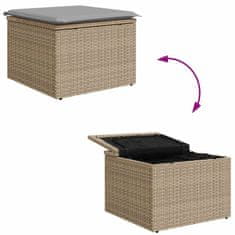 Vidaxl Komplet za jedilnico v vrtu z blazino 6 pcs Bež in svetlo siva