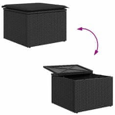 Vidaxl Vrtna sedežna garnitura z blazino 7 pcs Črna Poly ratan