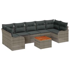Vidaxl Vrtna sedežna garnitura s shranjevanjem 8 pcs Siva poli ratan