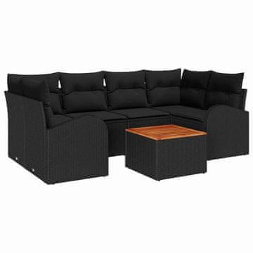 Vidaxl Vrtna sedežna garnitura s shranjevanjem 7 pcs Črna poli ratan